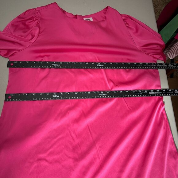 ShopDandy‎ The Drop Dress Womens XXL Pink Satin Long Bishop Sleeve Belted Sleeve - Picture 2 of 15